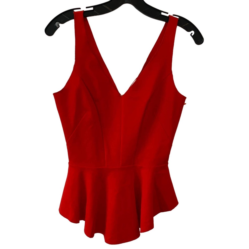INTERMIX Sleeveless Top Peplum Tulip hem Red Size Small